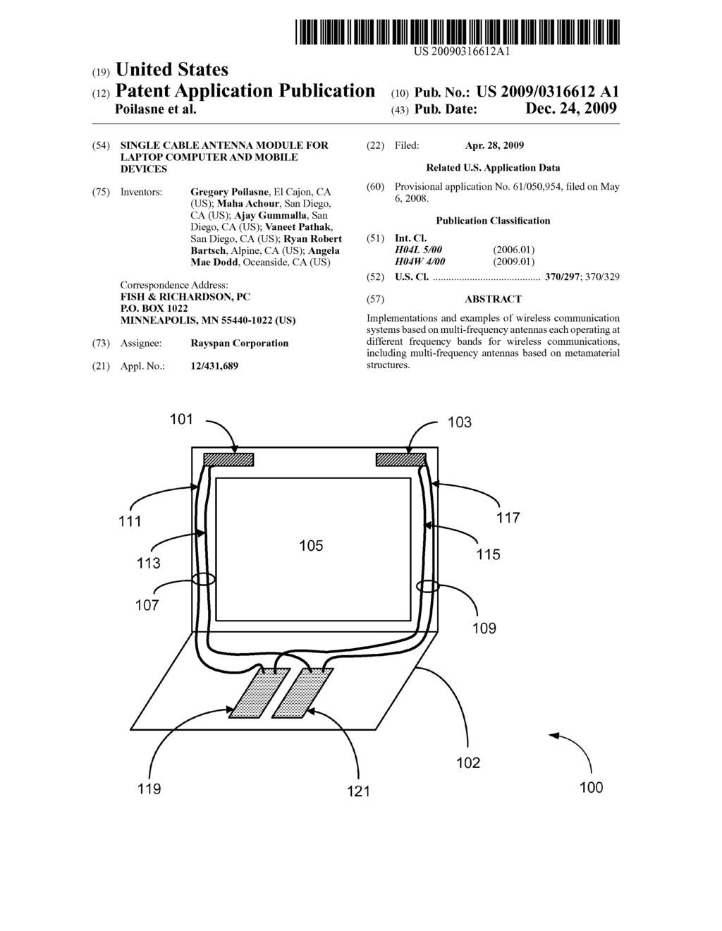 Single Cable Antenna Module for Laptop Computer and Mobile Devices - diagram, schematic, and image 01