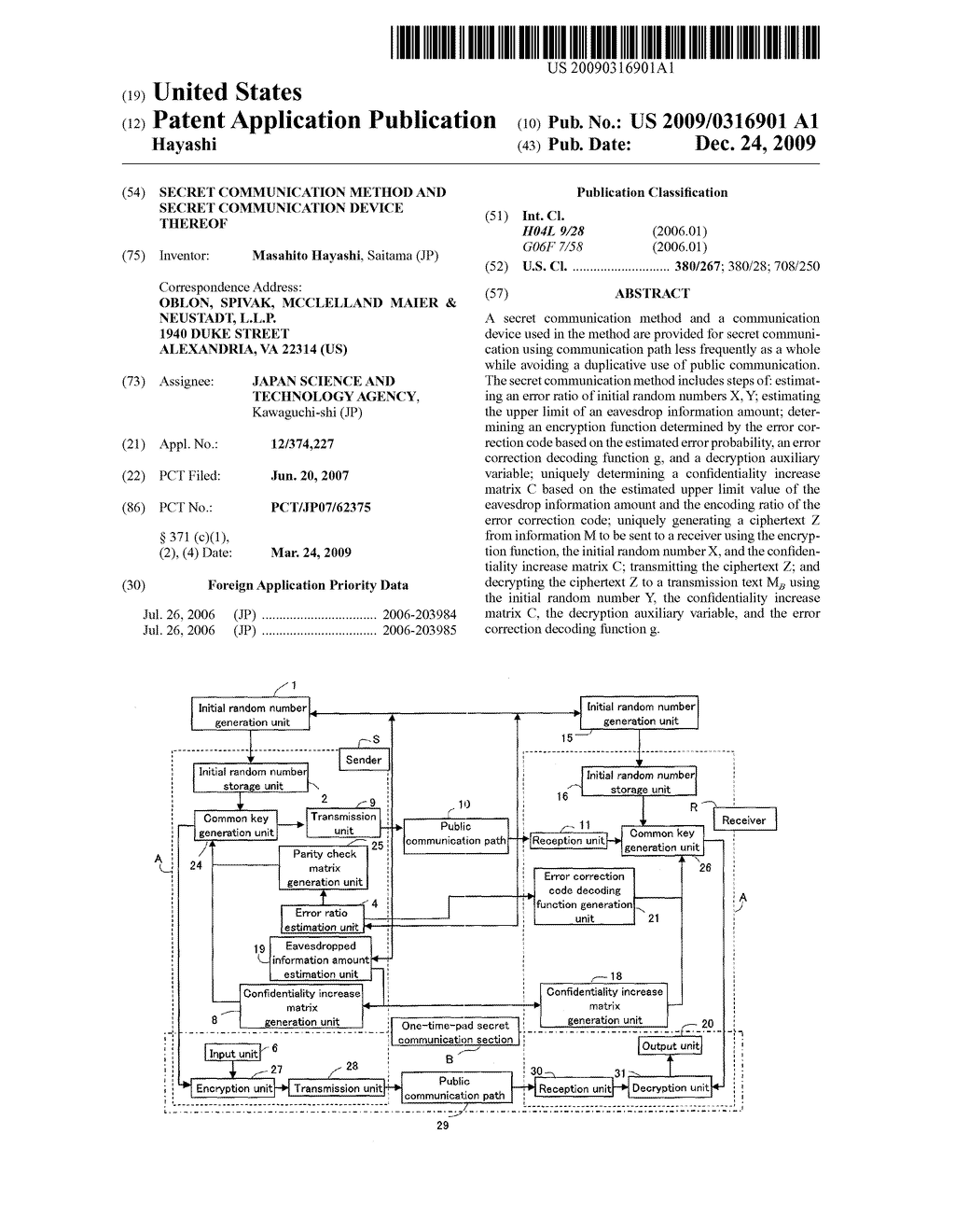 SECRET COMMUNICATION METHOD AND SECRET COMMUNICATION DEVICE THEREOF - diagram, schematic, and image 01