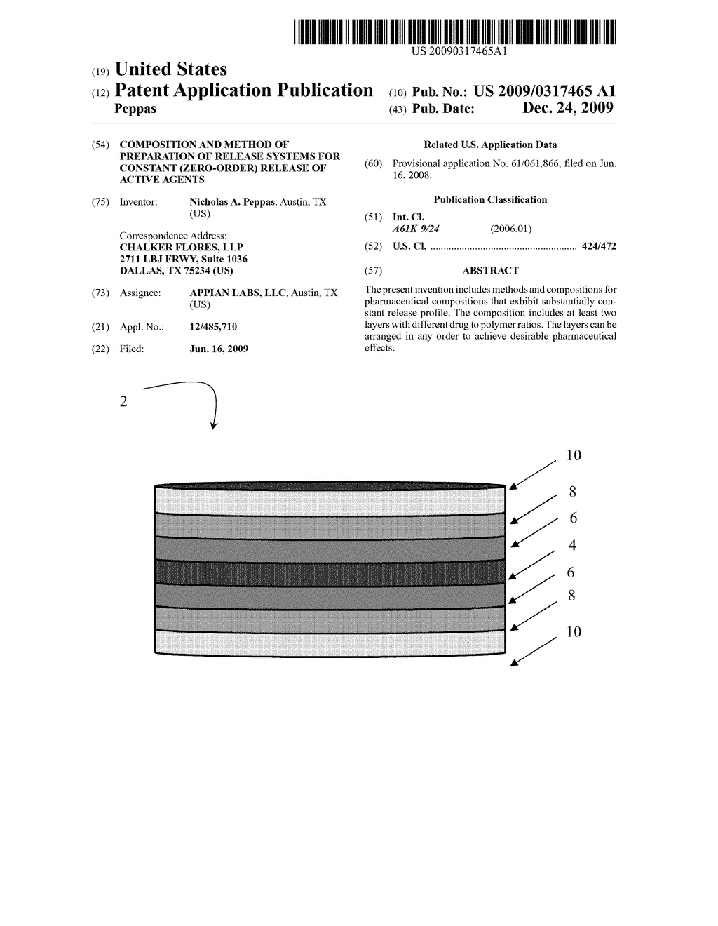 COMPOSITION AND METHOD OF PREPARATION OF RELEASE SYSTEMS FOR CONSTANT (ZERO-ORDER) RELEASE OF ACTIVE AGENTS - diagram, schematic, and image 01