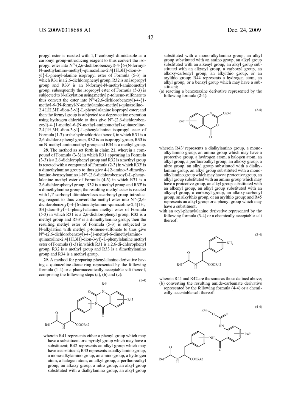 METHOD FOR PREPARING PHENYLALANINE DERIVATIVES HAVING QUINAZOLINE-DIONE SKELETON AND INTERMEDIATES FOR USE IN THE PREPARATION OF DERIVATIVES - diagram, schematic, and image 43