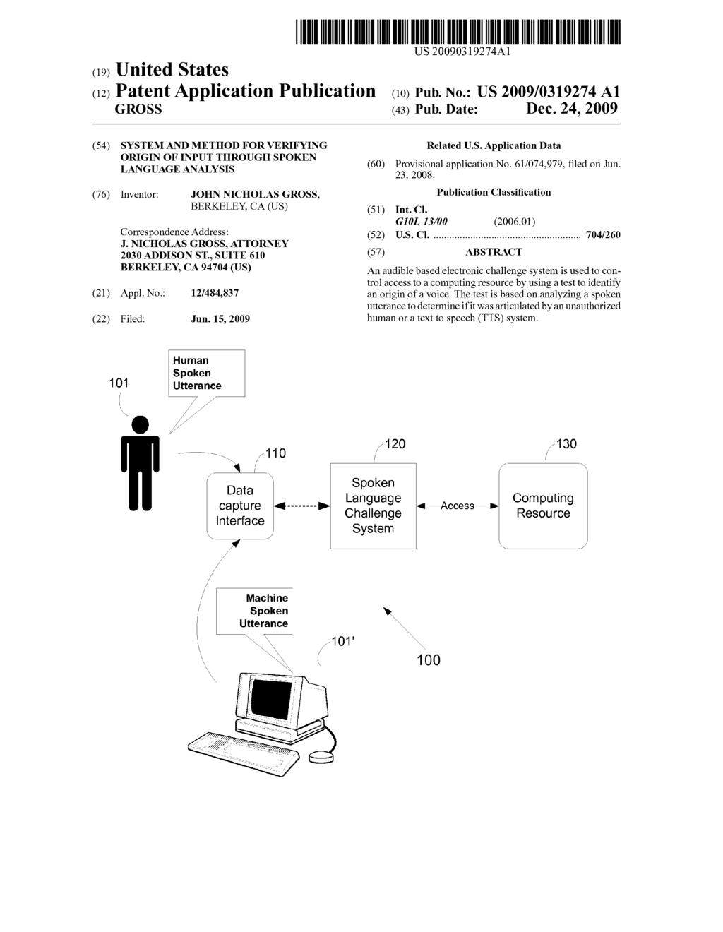 System and Method for Verifying Origin of Input Through Spoken Language Analysis - diagram, schematic, and image 01