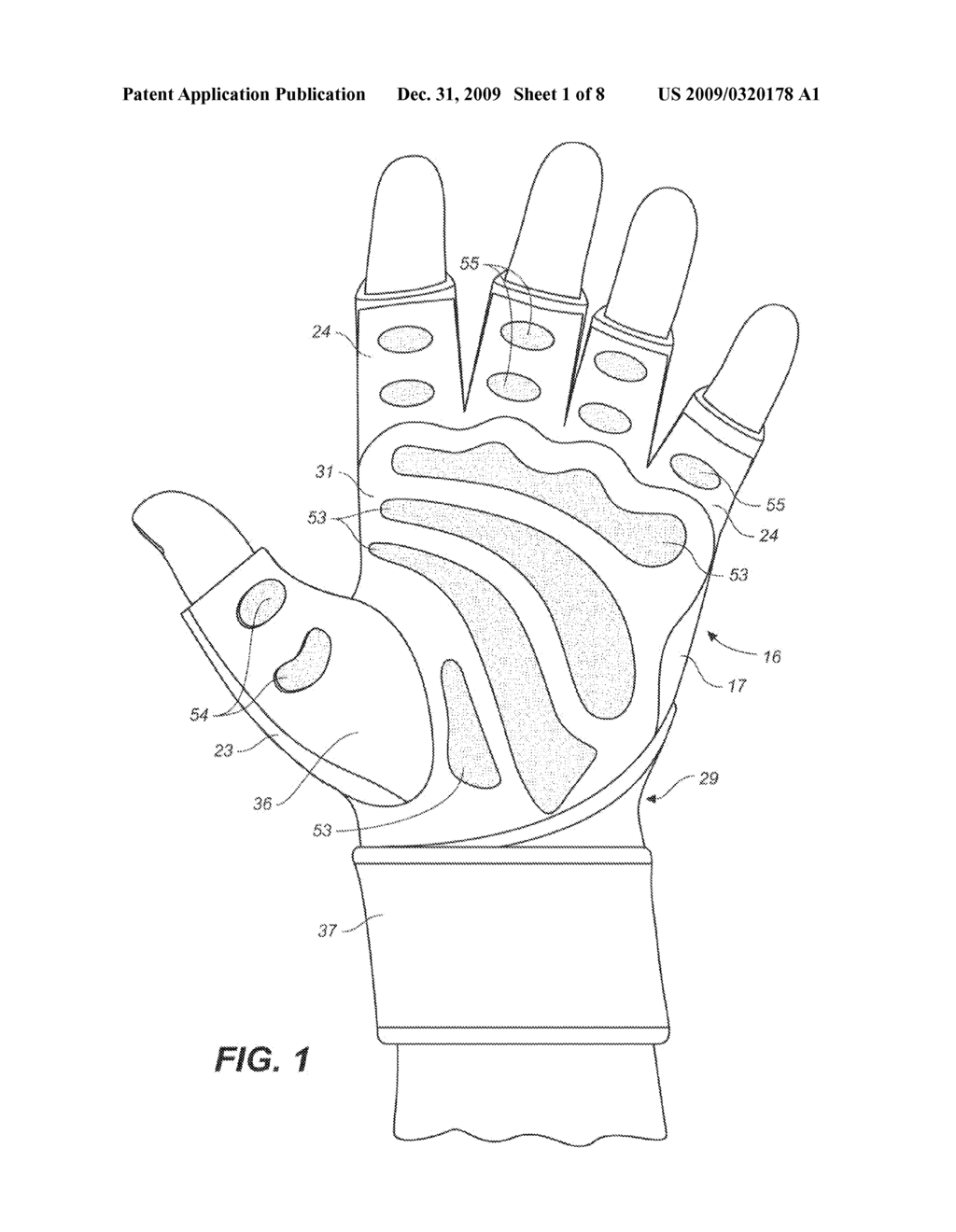 Weightlifting glove with integrated hand and wrist support - diagram, schematic, and image 02