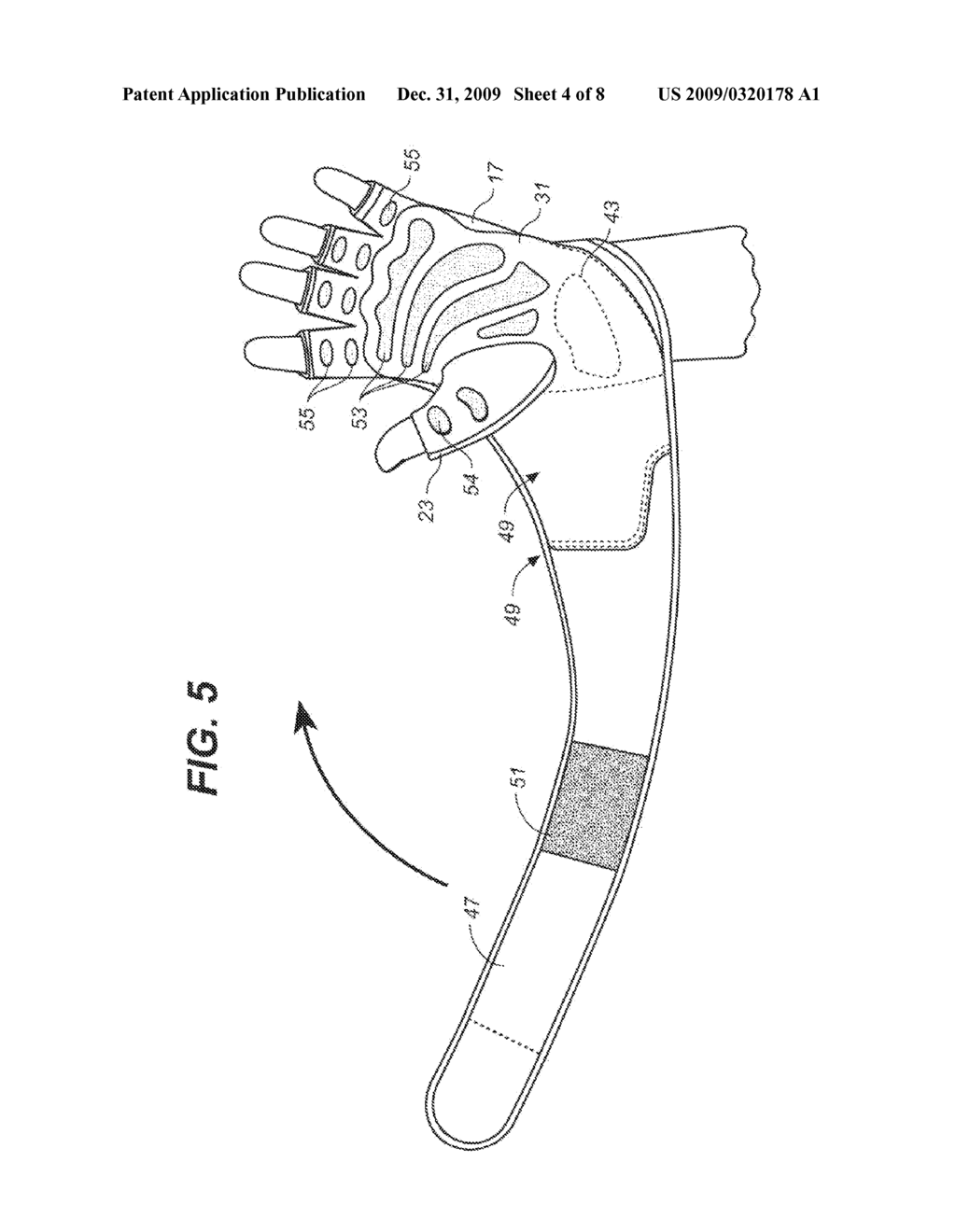 Weightlifting glove with integrated hand and wrist support - diagram, schematic, and image 05