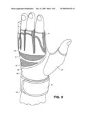 Weightlifting glove with integrated hand and wrist support diagram and image