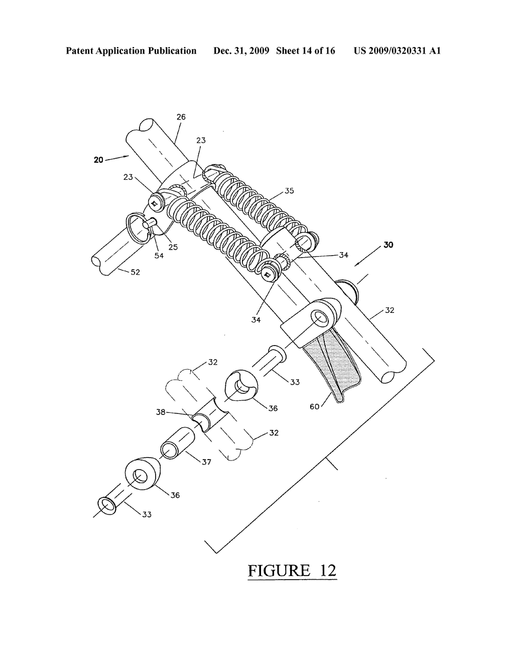 Snow shovel with spring loaded shovel head - diagram, schematic, and image 15