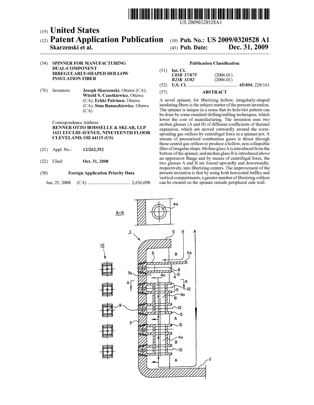 Spinner for manufacturing dual-component irregularly-shaped hollow insulation fiber - diagram, schematic, and image 01