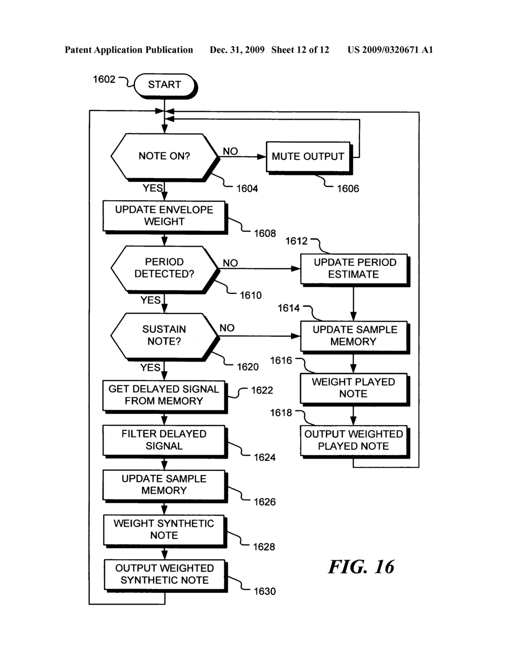 Method and apparatus for electronically sustaining a note from a musical instrument - diagram, schematic, and image 13