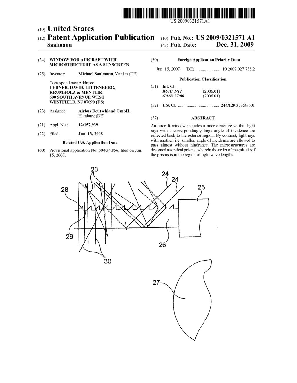 Window for aircraft with microstructure as a sunscreen - diagram, schematic, and image 01