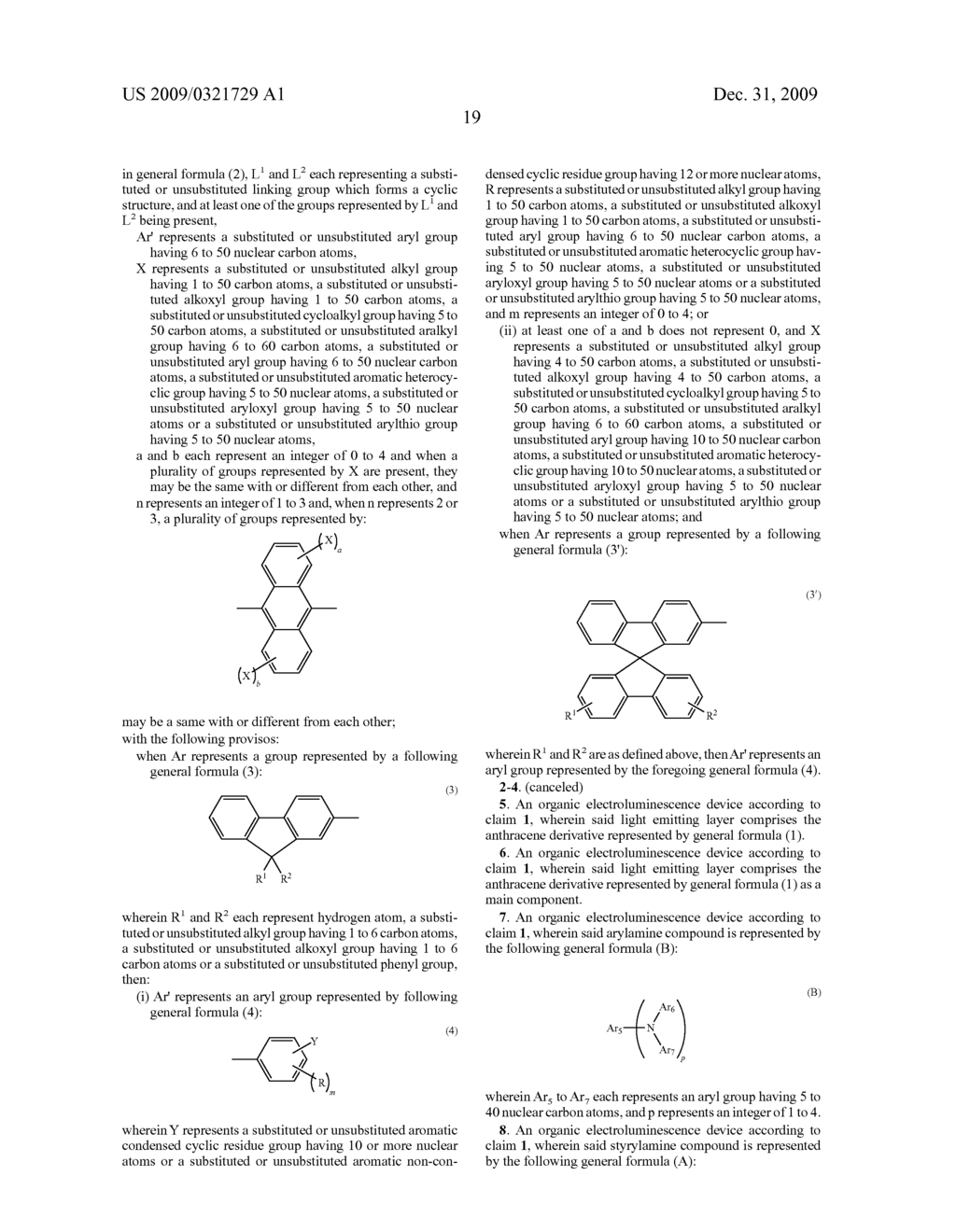 Anthracene Derivatives and Organic Electroluminescent Devices Made by Using the Same - diagram, schematic, and image 20