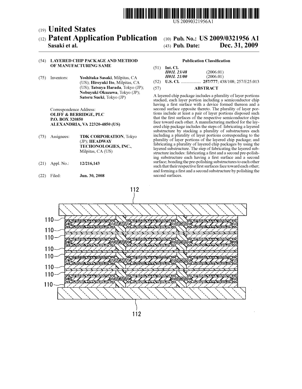 Layered chip package and method of manufacturing same - diagram, schematic, and image 01