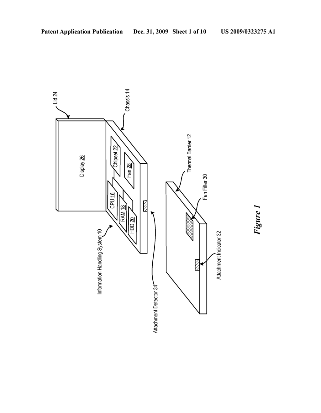 System and Method for Portable Information Handling System Parallel-Wall Thermal Shield - diagram, schematic, and image 02