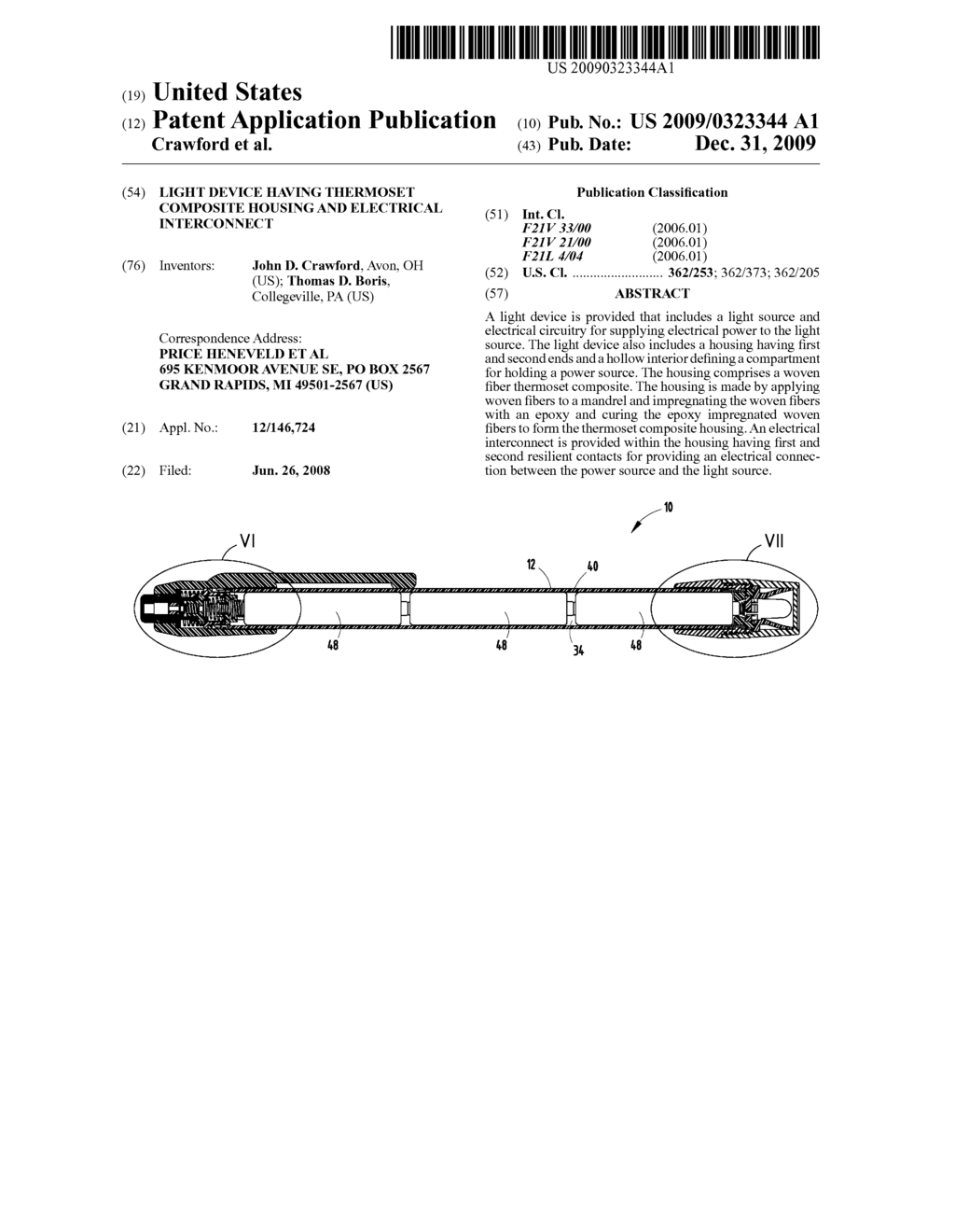 LIGHT DEVICE HAVING THERMOSET COMPOSITE HOUSING AND ELECTRICAL INTERCONNECT - diagram, schematic, and image 01