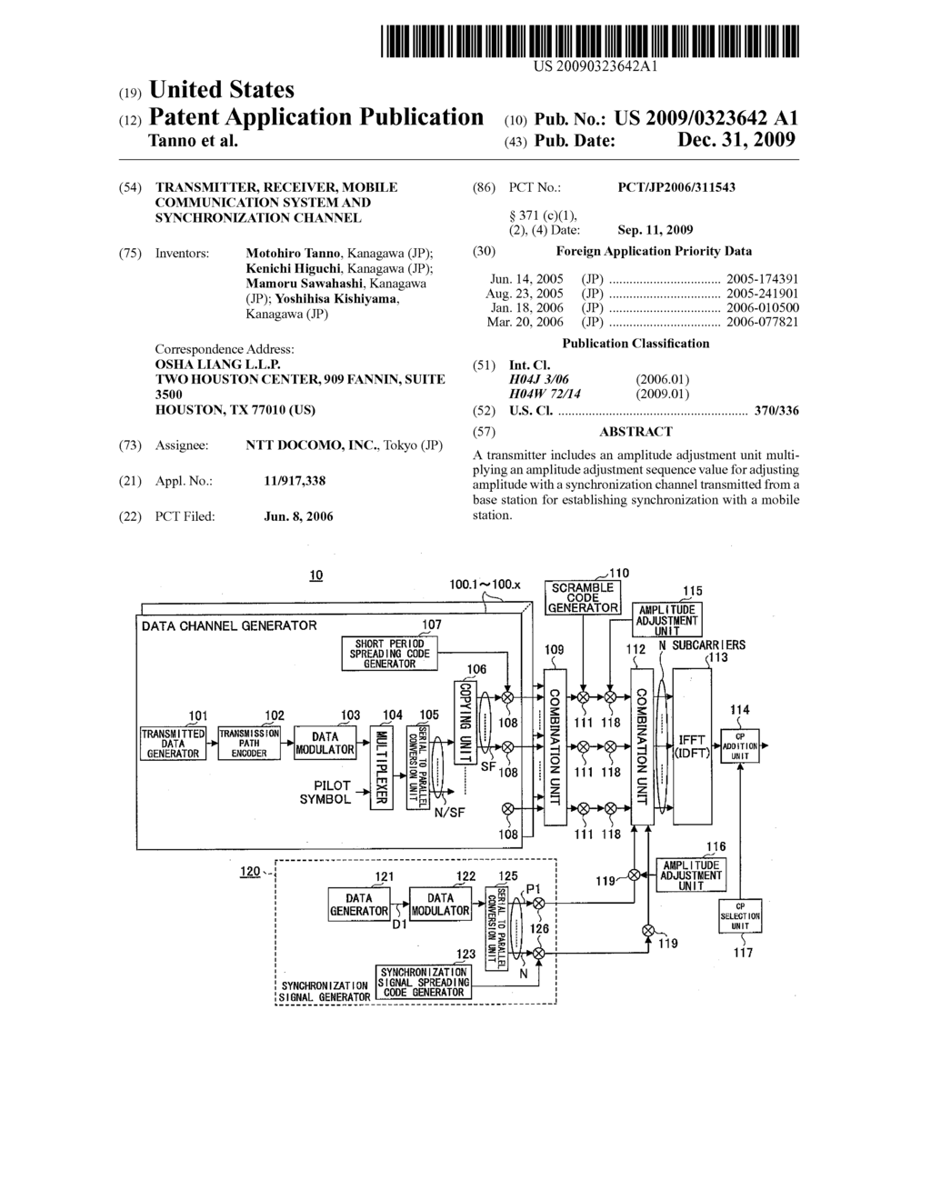 TRANSMITTER, RECEIVER, MOBILE COMMUNICATION SYSTEM AND SYNCHRONIZATION CHANNEL - diagram, schematic, and image 01