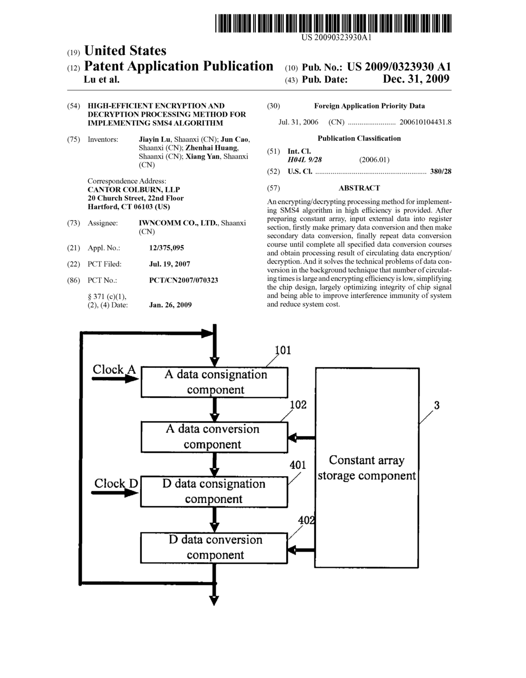 HIGH-EFFICIENT ENCRYPTION AND DECRYPTION PROCESSING METHOD FOR IMPLEMENTING SMS4 ALGORITHM - diagram, schematic, and image 01