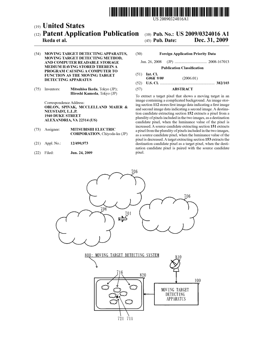 MOVING TARGET DETECTING APPARATUS, MOVING TARGET DETECTING METHOD, AND COMPUTER READABLE STORAGE MEDIUM HAVING STORED THEREIN A PROGRAM CAUSING A COMPUTER TO FUNCTION AS THE MOVING TARGET DETECTING APPARATUS - diagram, schematic, and image 01