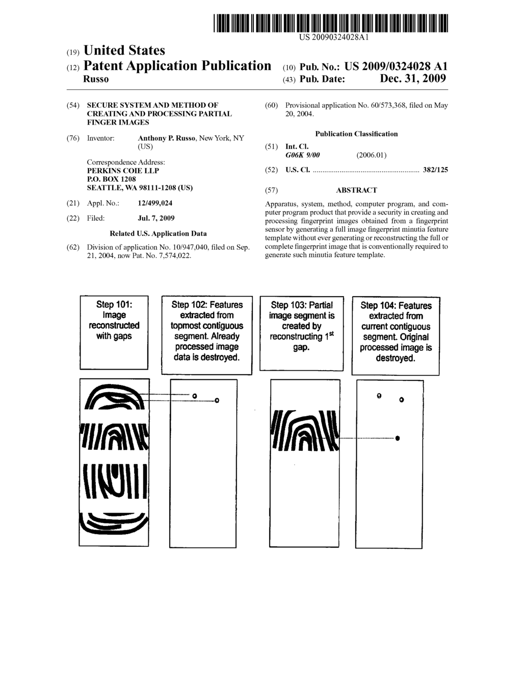 SECURE SYSTEM AND METHOD OF CREATING AND PROCESSING PARTIAL FINGER IMAGES - diagram, schematic, and image 01