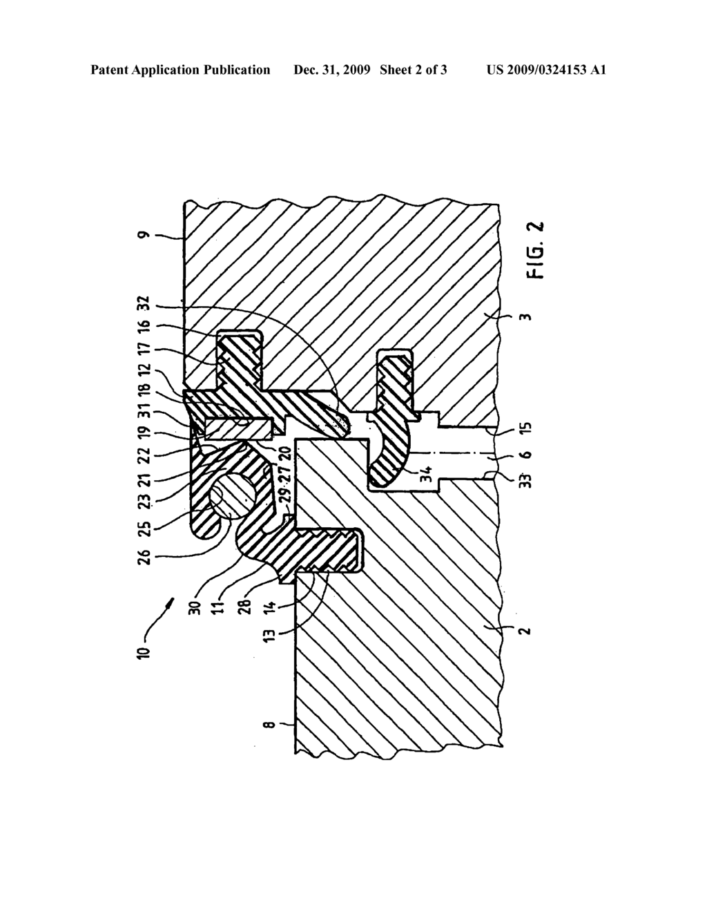 Element for sealing two parts that can be rotated in relation to one another - diagram, schematic, and image 03