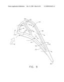 Cascade tip baffle airfoil diagram and image