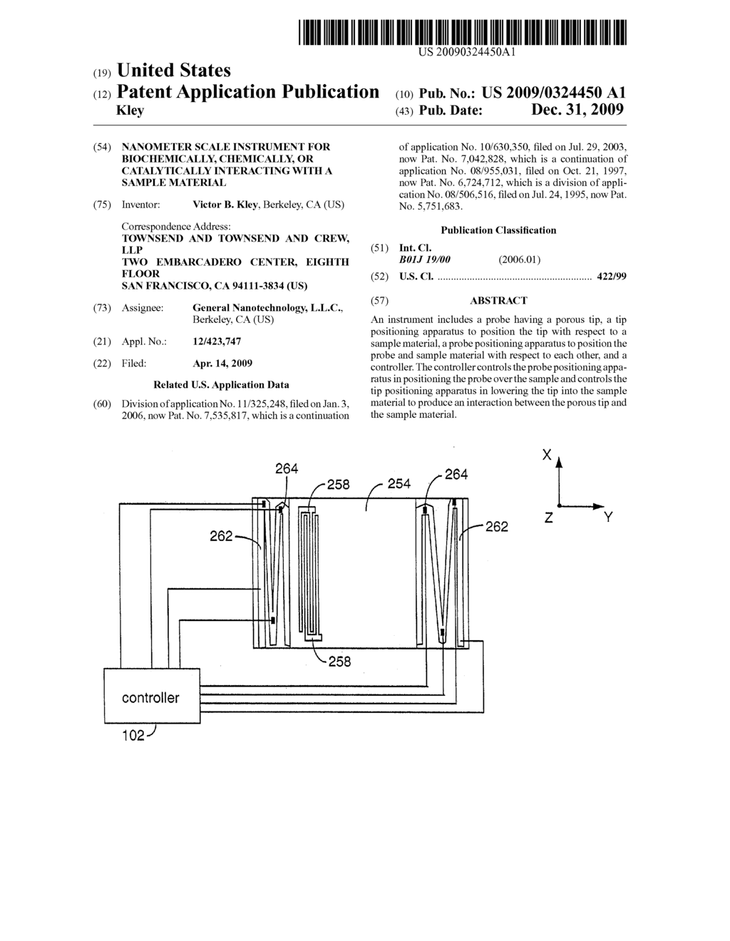 Nanometer Scale Instrument for Biochemically, Chemically, or Catalytically Interacting with a Sample Material - diagram, schematic, and image 01