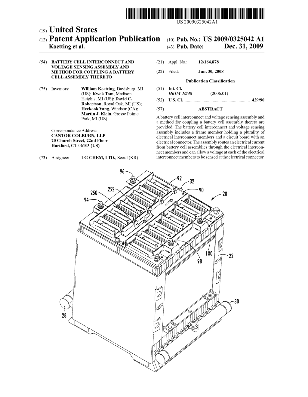 Battery Cell interconnect and Voltage Sensing Assembly and Method for Coupling a Battery Cell Assembly Thereto - diagram, schematic, and image 01