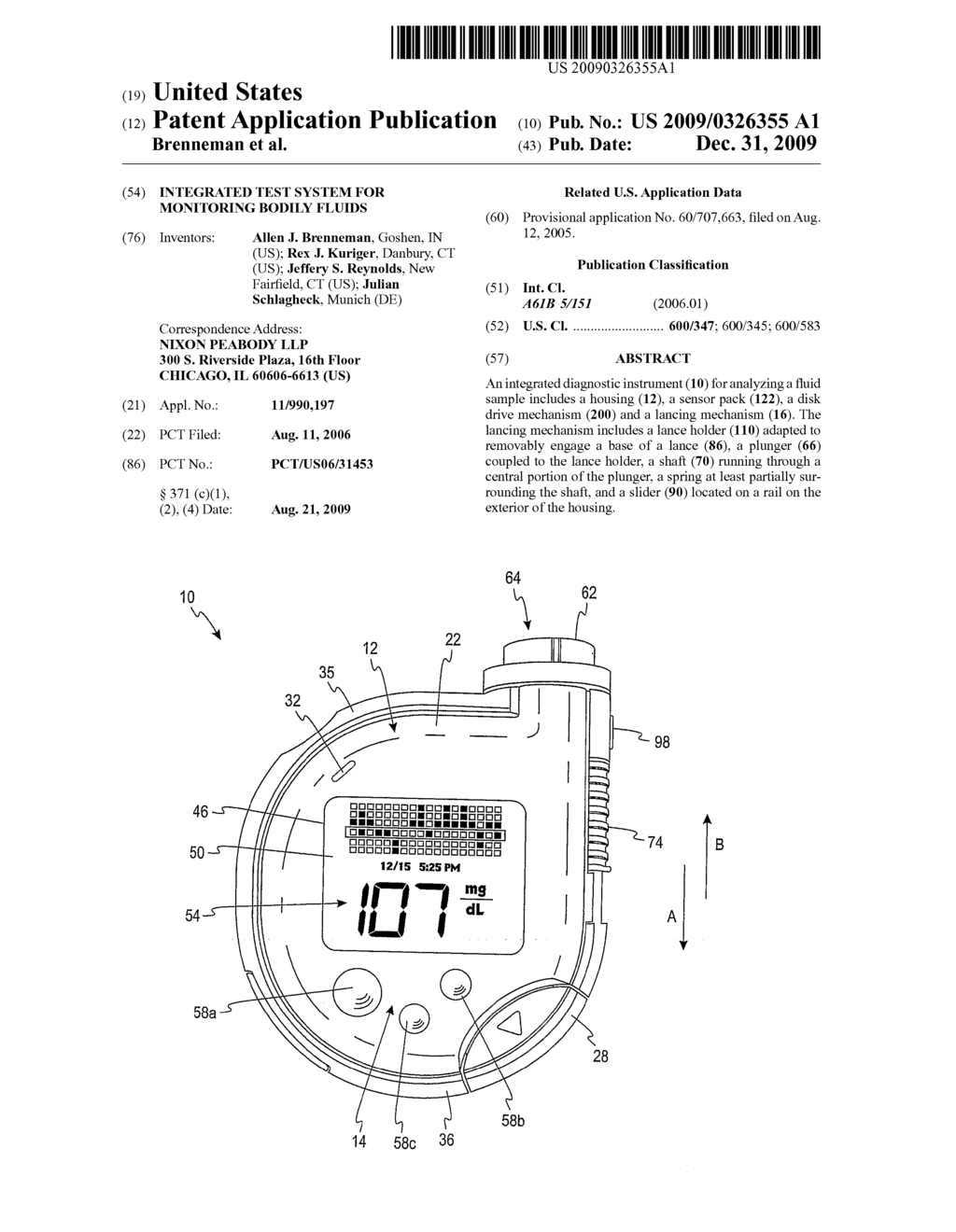 Integrated Test System for Monitoring Bodily Fluids - diagram, schematic, and image 01