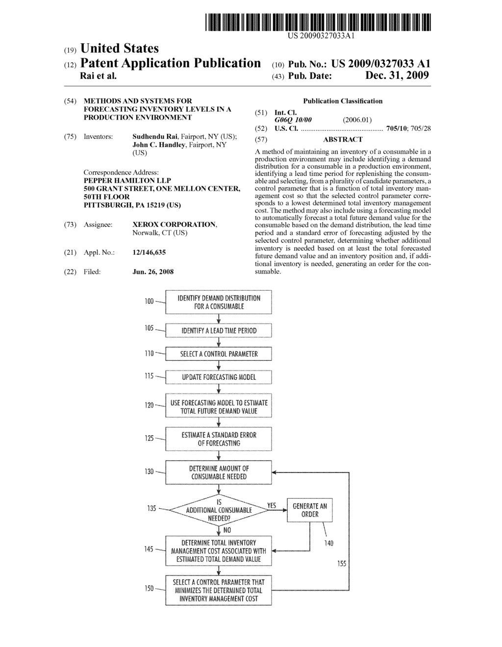 METHODS AND SYSTEMS FOR FORECASTING INVENTORY LEVELS IN A PRODUCTION ENVIRONMENT - diagram, schematic, and image 01