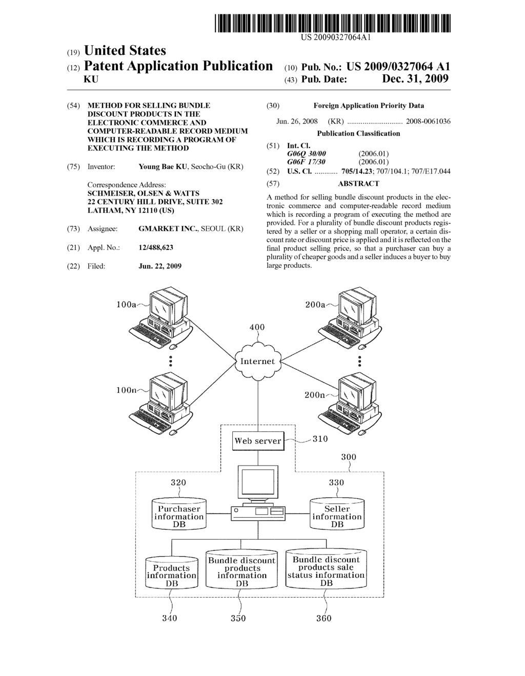 METHOD FOR SELLING BUNDLE DISCOUNT PRODUCTS IN THE ELECTRONIC COMMERCE AND COMPUTER-READABLE RECORD MEDIUM WHICH IS RECORDING A PROGRAM OF EXECUTING THE METHOD - diagram, schematic, and image 01