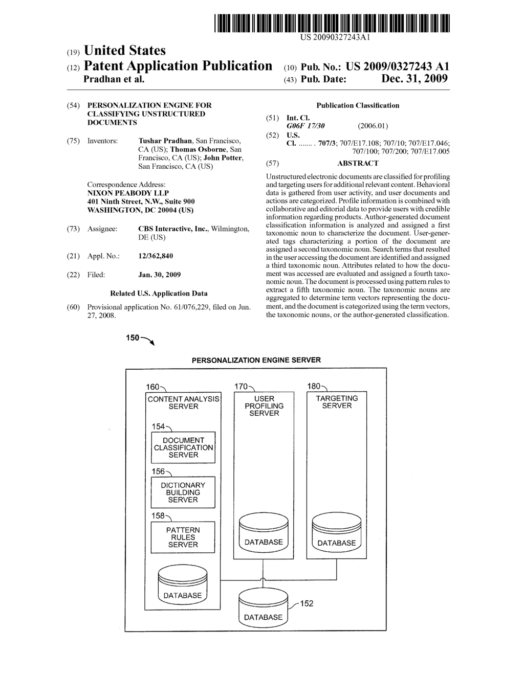 PERSONALIZATION ENGINE FOR CLASSIFYING UNSTRUCTURED DOCUMENTS - diagram, schematic, and image 01