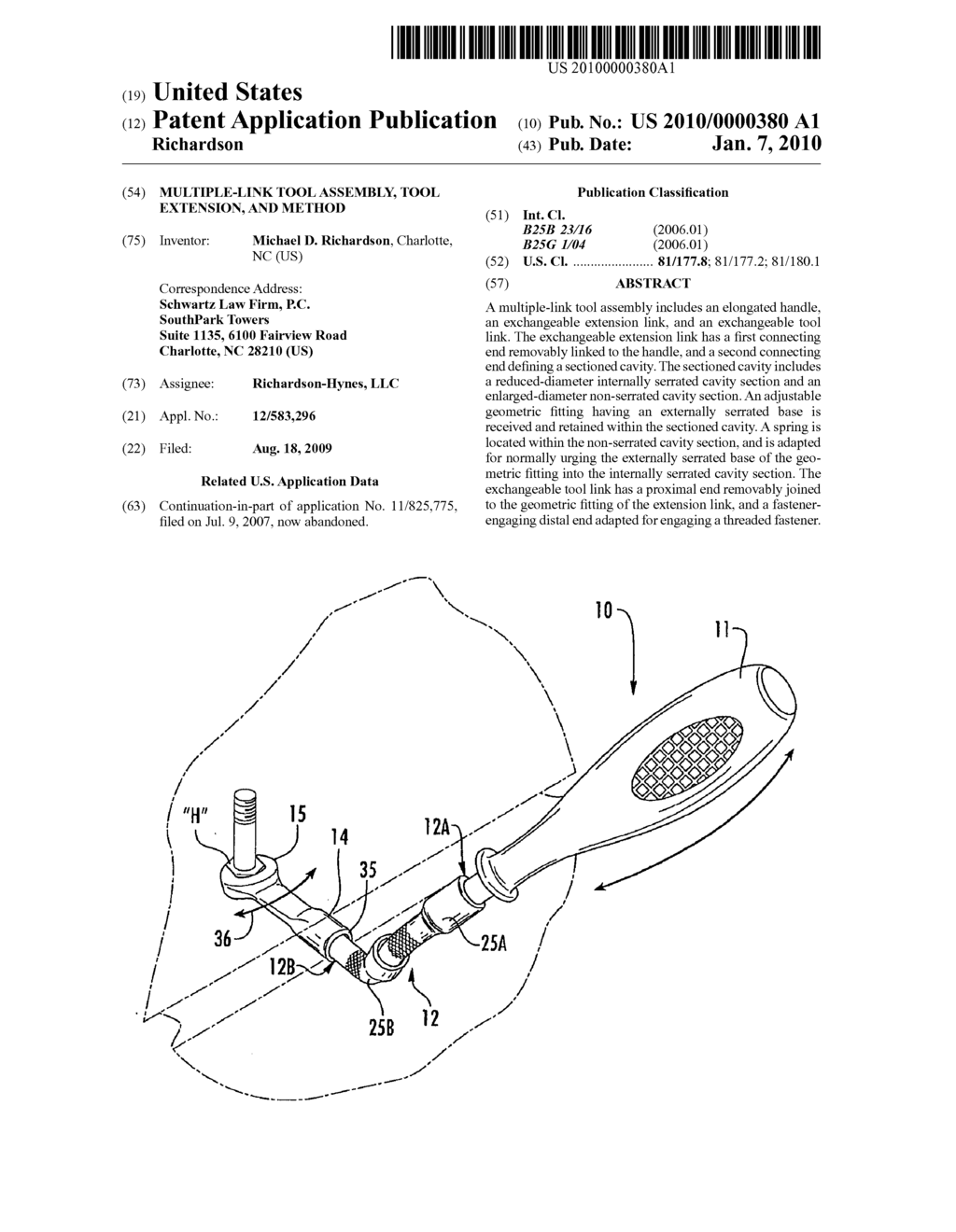 Multiple-link tool assembly, tool extension, and method - diagram, schematic, and image 01