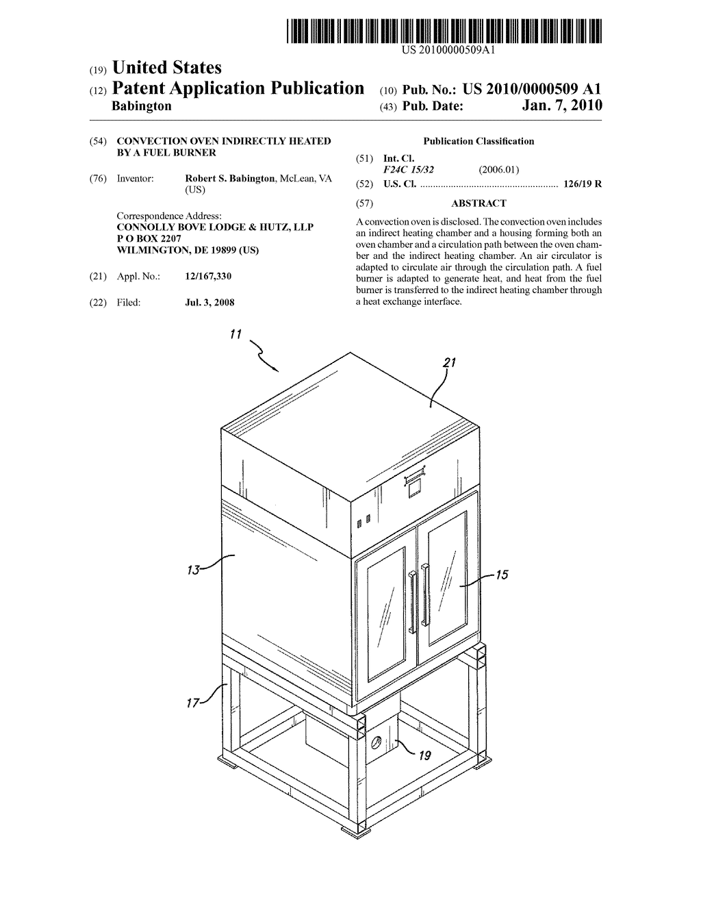 CONVECTION OVEN INDIRECTLY HEATED BY A FUEL BURNER - diagram, schematic, and image 01