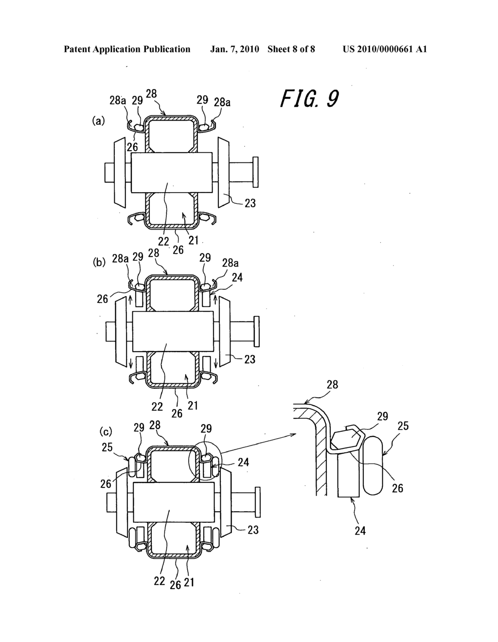 METHOD OF PRODUCING A GREEN TIRE, DEVICE FOR TURNING A CARCASS BAND USED THEREFOR AND APPARATUS FOR PRODUCING A GREEN TIRE - diagram, schematic, and image 09