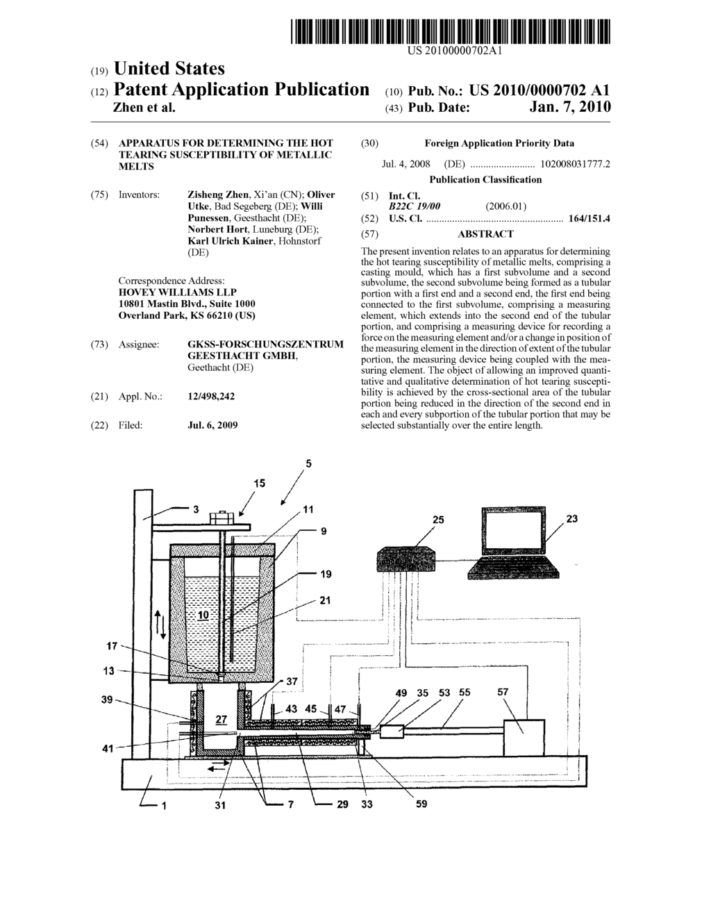 APPARATUS FOR DETERMINING THE HOT TEARING SUSCEPTIBILITY OF METALLIC MELTS - diagram, schematic, and image 01