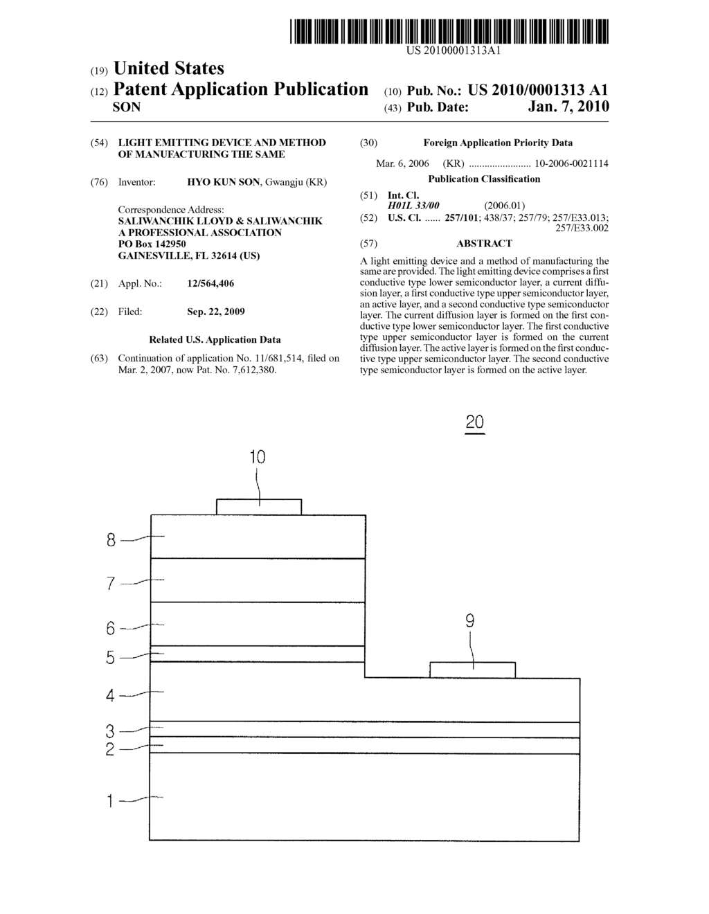 LIGHT EMITTING DEVICE AND METHOD OF MANUFACTURING THE SAME - diagram, schematic, and image 01