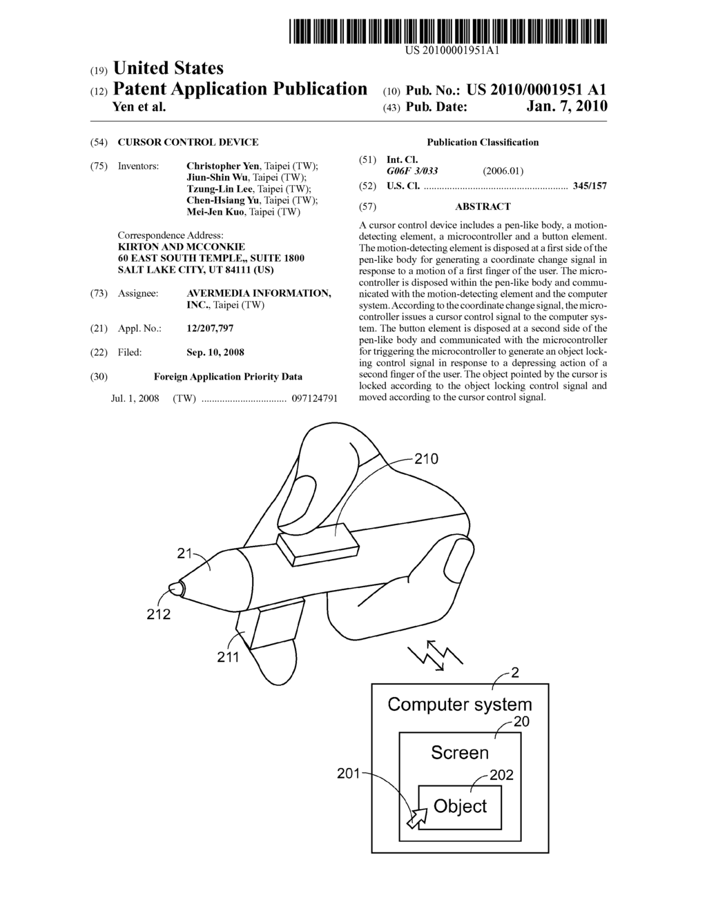 CURSOR CONTROL DEVICE - diagram, schematic, and image 01