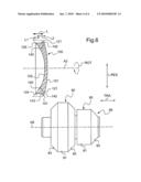 PAIR OF OPHTHALMIC EYEGLASSES AND A METHOD OF FORMING AN ENGAGEMENT PERIPHERAL RIDGE ON THE EDGE FACE OF A LENS diagram and image