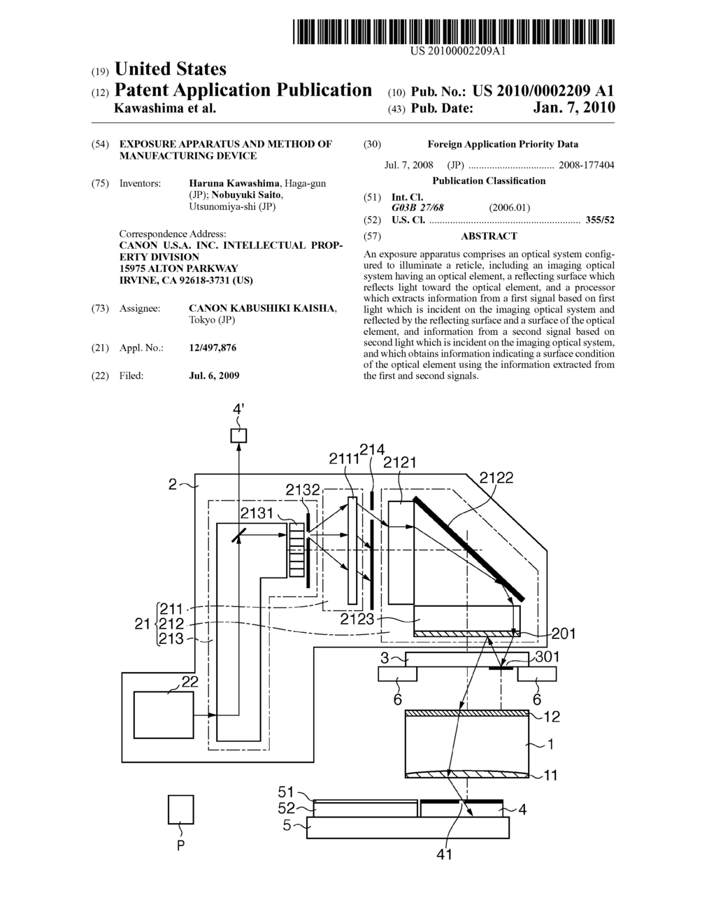 EXPOSURE APPARATUS AND METHOD OF MANUFACTURING DEVICE - diagram, schematic, and image 01