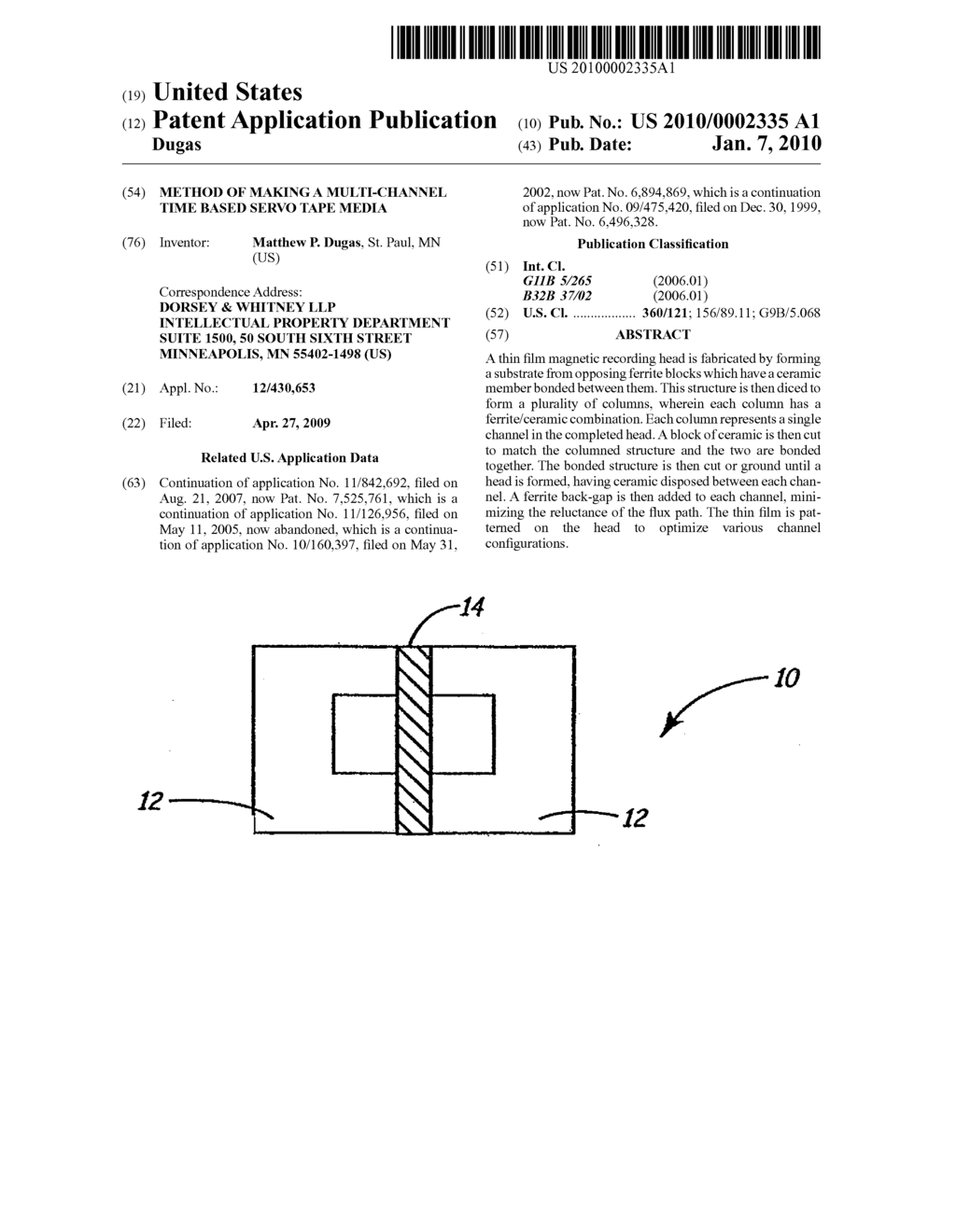 METHOD OF MAKING A MULTI-CHANNEL TIME BASED SERVO TAPE MEDIA - diagram, schematic, and image 01