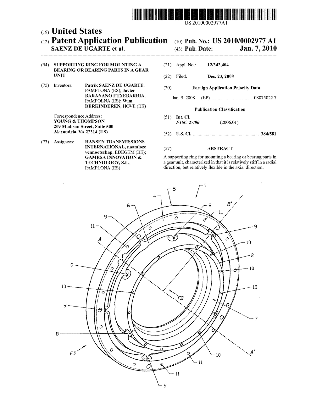 SUPPORTING RING FOR MOUNTING A BEARING OR BEARING PARTS IN A GEAR UNIT - diagram, schematic, and image 01