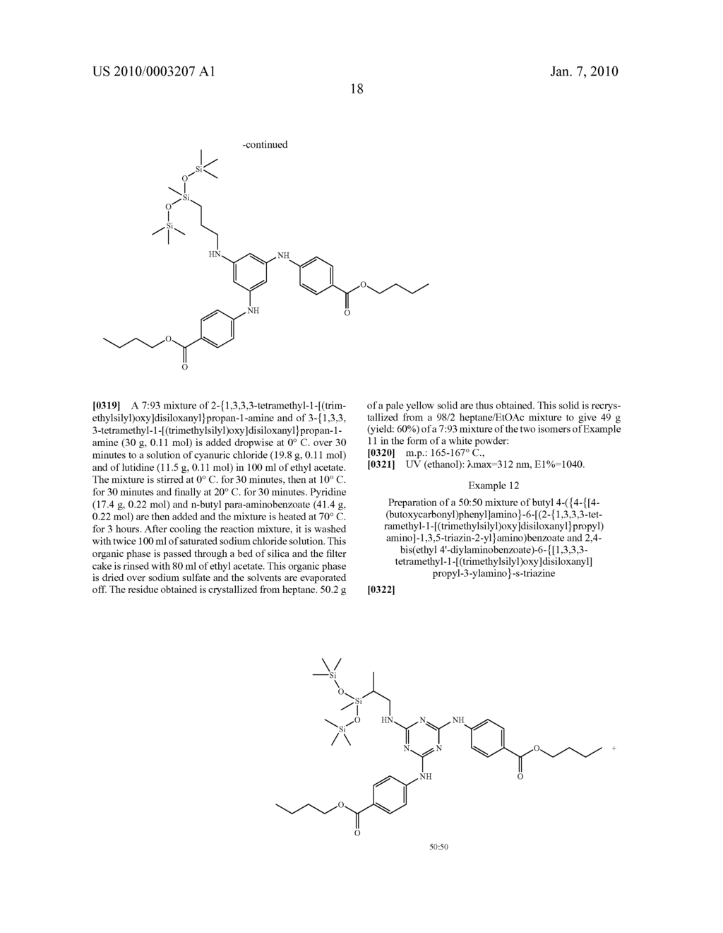 Photoprotective compositions comprising photosensitive 1,3,5-triazine compounds, dibenzoylmethane compounds and siliceous s-triazines substituted with two aminobenzoate or aminobenzamide groups - diagram, schematic, and image 19