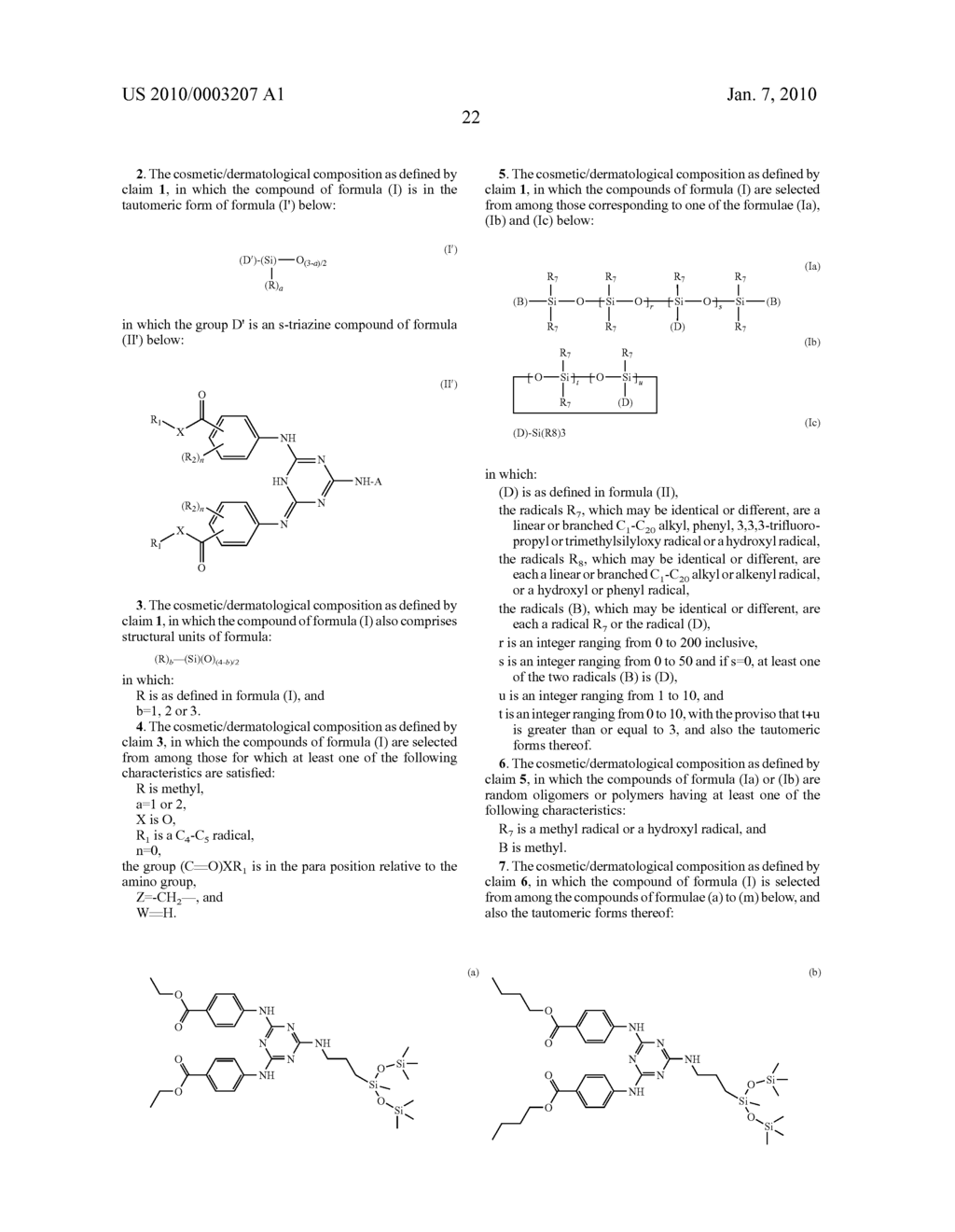Photoprotective compositions comprising photosensitive 1,3,5-triazine compounds, dibenzoylmethane compounds and siliceous s-triazines substituted with two aminobenzoate or aminobenzamide groups - diagram, schematic, and image 23
