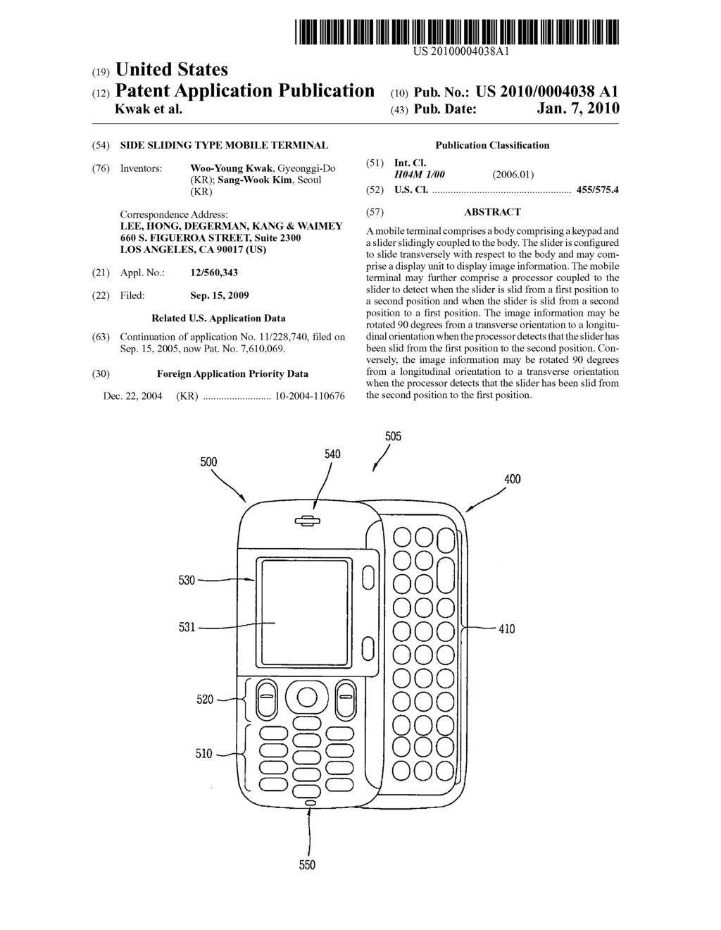 SIDE SLIDING TYPE MOBILE TERMINAL - diagram, schematic, and image 01