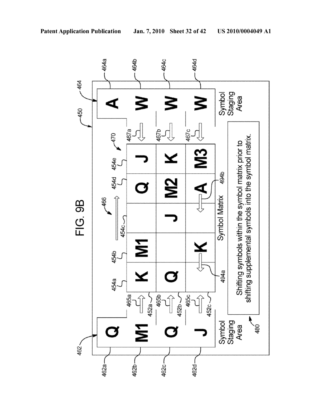 GAMING SYSTEM, GAMING DEVICE, AND GAMING METHOD FOR SHIFTING SYMBOLS FROM A STAGING AREA TO A SYMBOL MATRIX - diagram, schematic, and image 33