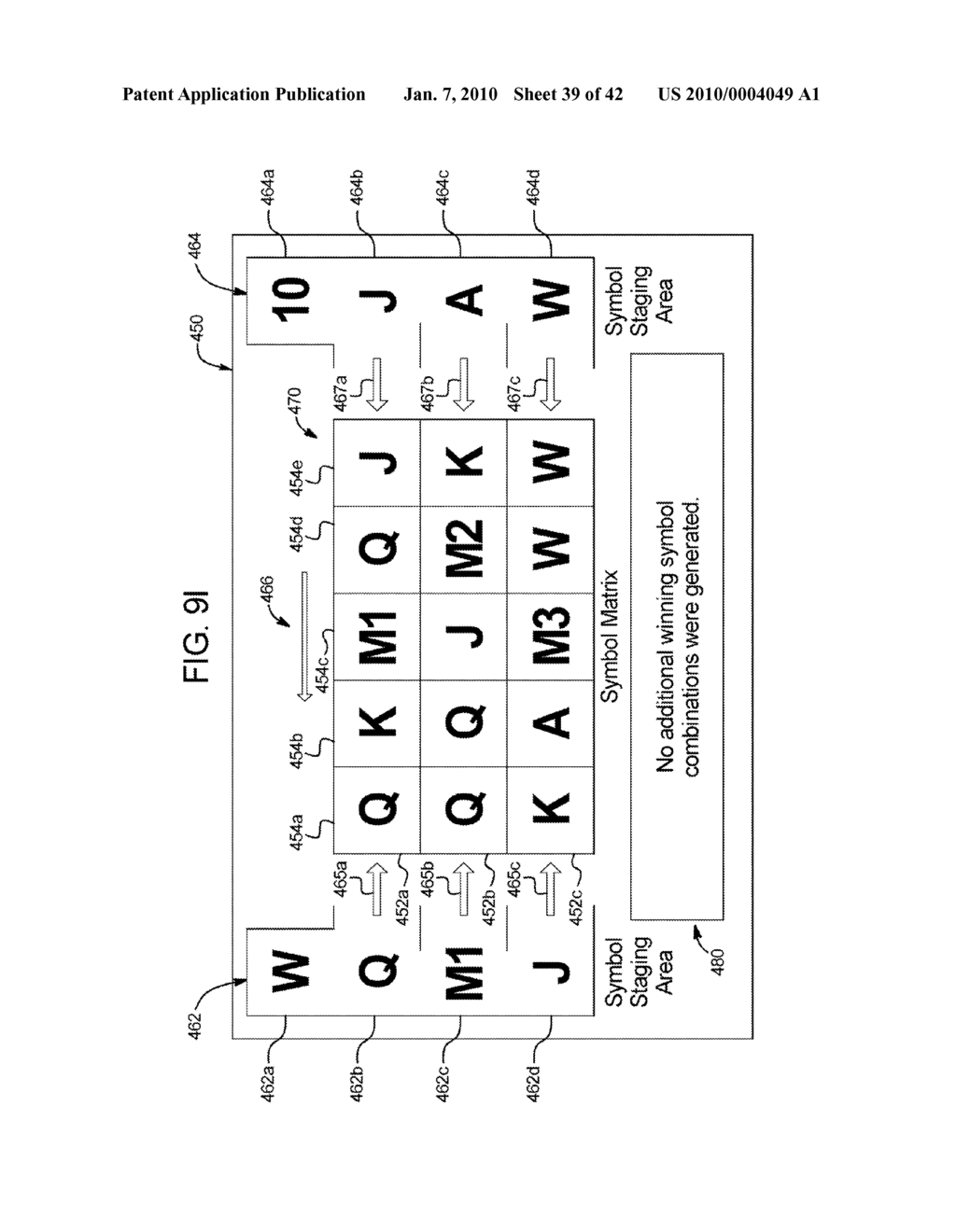 GAMING SYSTEM, GAMING DEVICE, AND GAMING METHOD FOR SHIFTING SYMBOLS FROM A STAGING AREA TO A SYMBOL MATRIX - diagram, schematic, and image 40