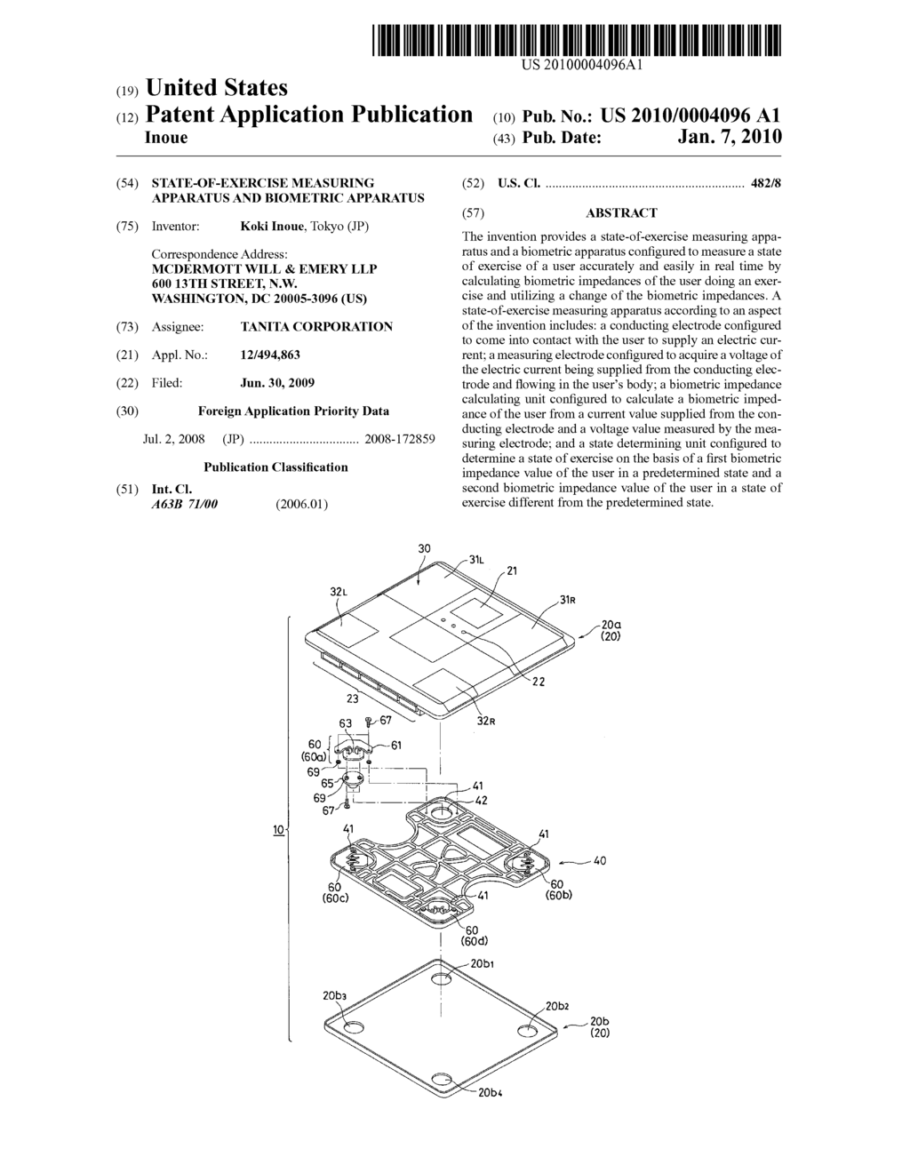 STATE-OF-EXERCISE MEASURING APPARATUS AND BIOMETRIC APPARATUS - diagram, schematic, and image 01