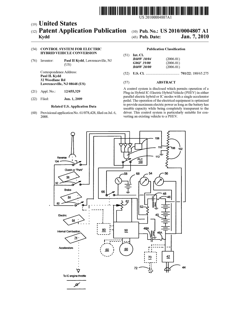 Control system for electric hybrid vehicle conversion - diagram, schematic, and image 01