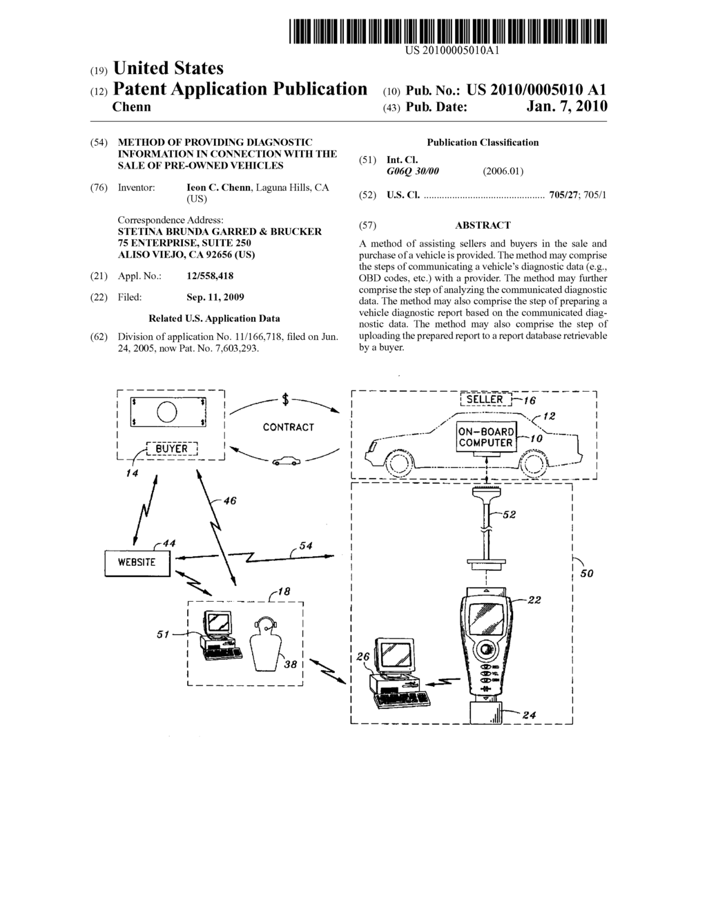 Method of Providing Diagnostic Information in Connection with the Sale of Pre-Owned Vehicles - diagram, schematic, and image 01