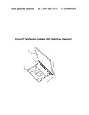 Foldable USB flash memory device that can be manufactured in any desired shape and size suitable for different types of host devices diagram and image