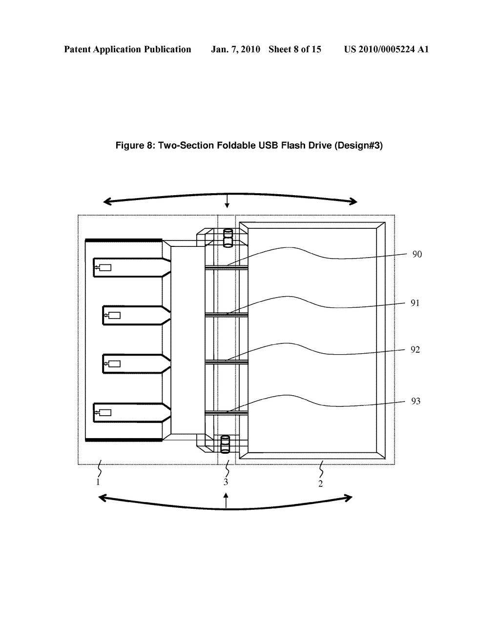 Foldable USB flash memory device that can be manufactured in any desired shape and size suitable for different types of host devices - diagram, schematic, and image 09