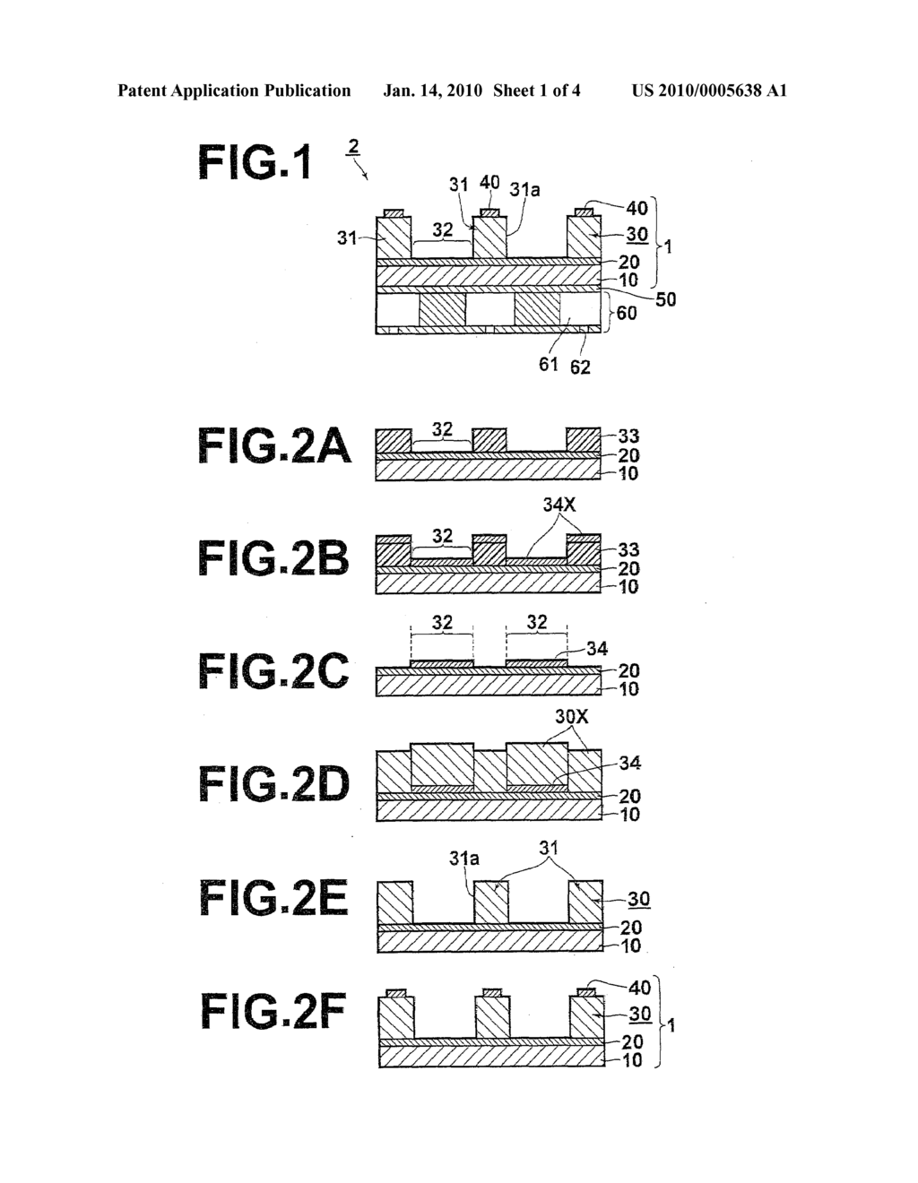 RECESS-PROTRUSION STRUCTURE BODY, PROCESS FOR PRODUCING THE SAME, PIEZOELECTRIC DEVICE, AND INK JET RECORDING HEAD - diagram, schematic, and image 02