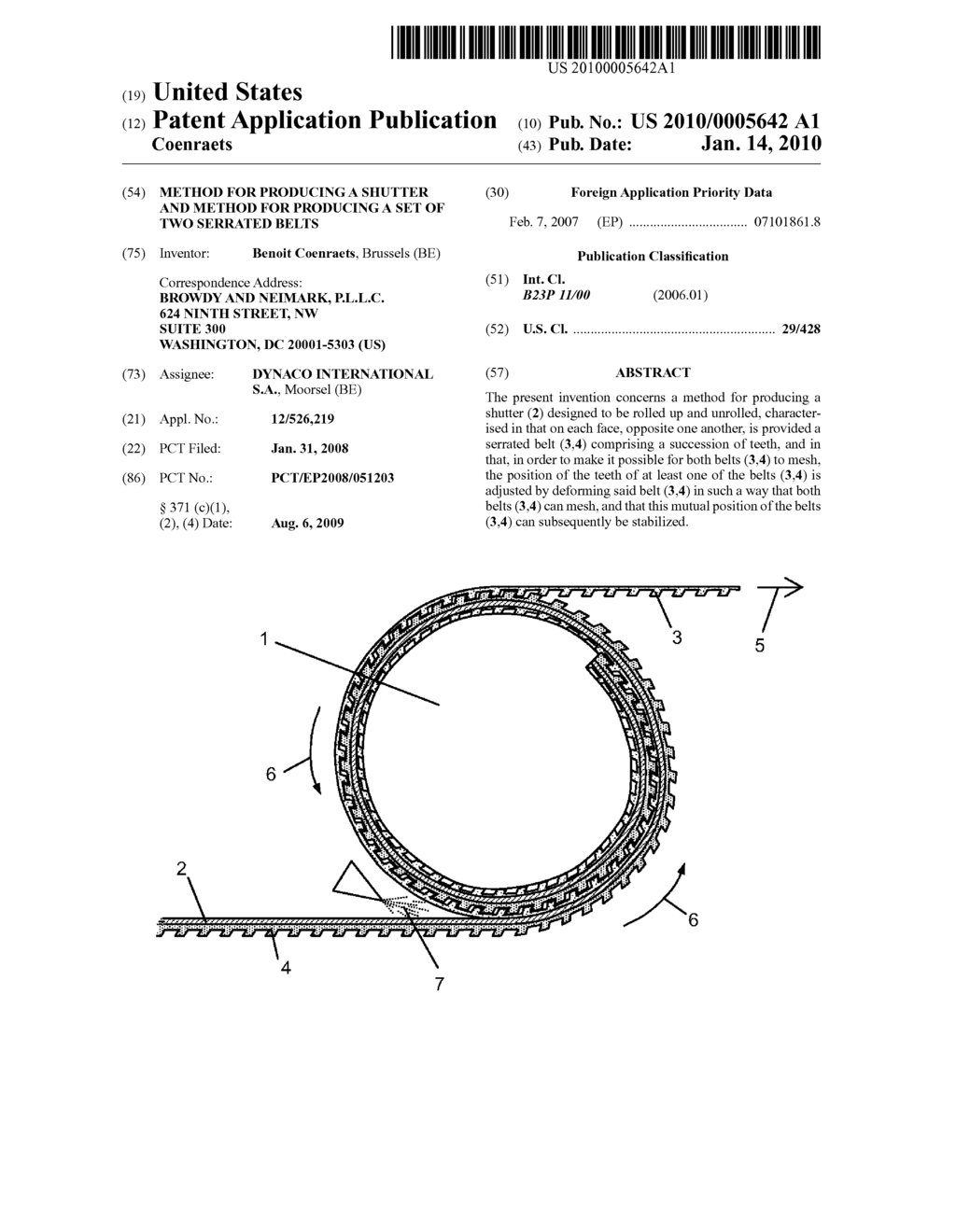 METHOD FOR PRODUCING A SHUTTER AND METHOD FOR PRODUCING A SET OF TWO SERRATED BELTS - diagram, schematic, and image 01